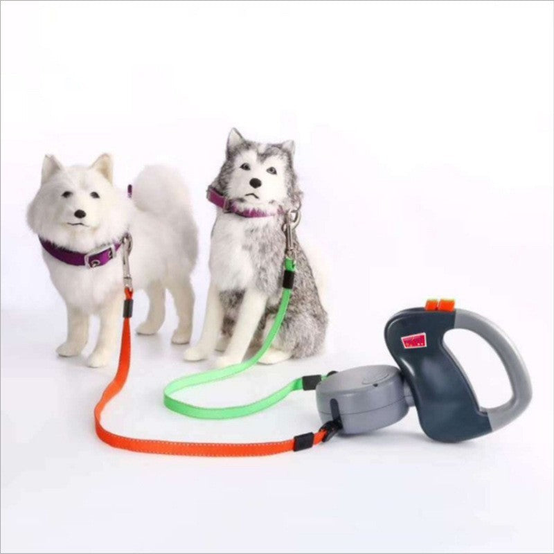 Two-Dog Reflective Retractable Leash – 360° No Tangle Design, Dual Locking System