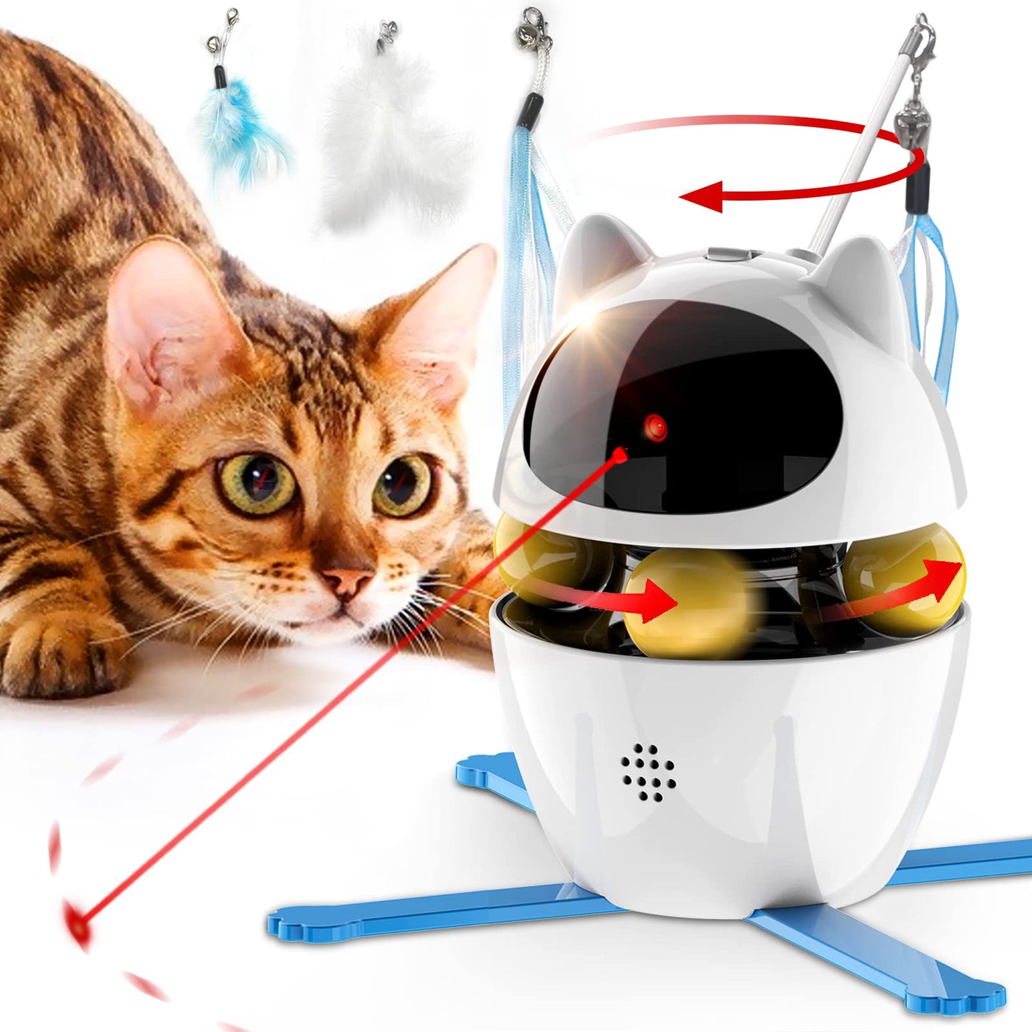 Interactive Cat Toy: 3-in-1 Automatic LED Laser Teaser