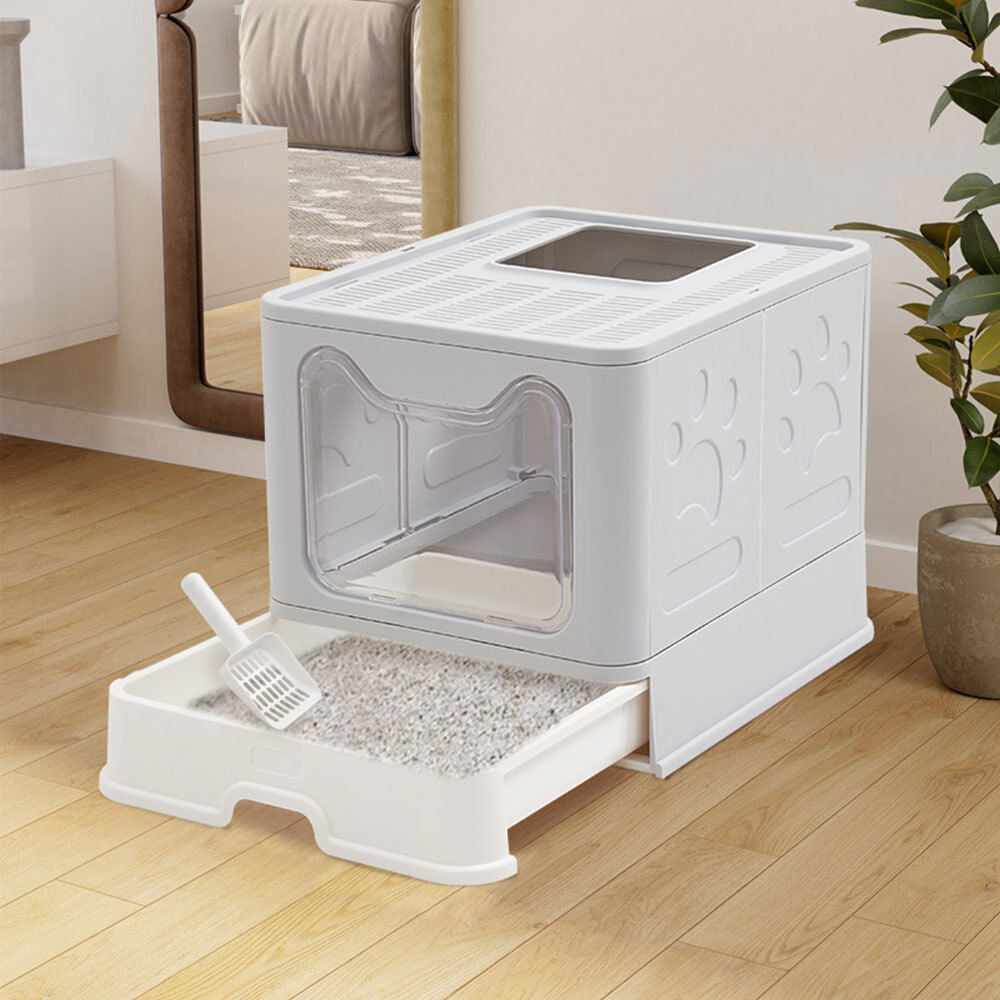 Easy Cleaning Cat Litter Box Large Cat Pan Drawer Anti-Splashing Cat Potty Tray