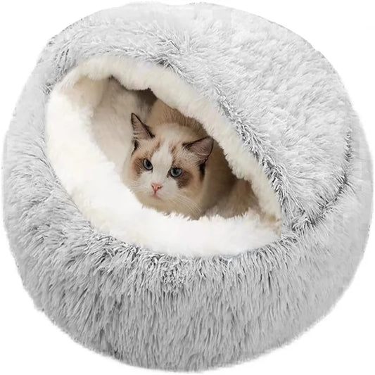 2-in-1 Round Plush Calming Pet Bed