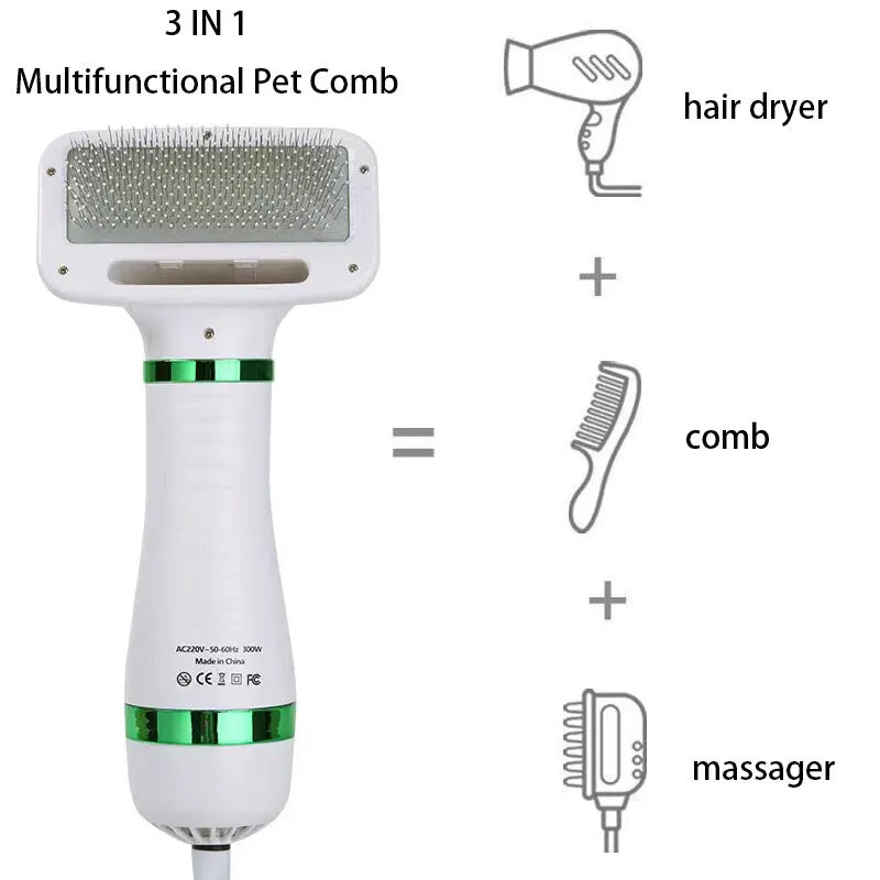 Pet Hair Dryer; Pet Hair Dryer and Grooming Brush; Professional Pet Grooming Hair Dryer with Brush; Portable Pet Hair Dryer and Slicker Brush Combo