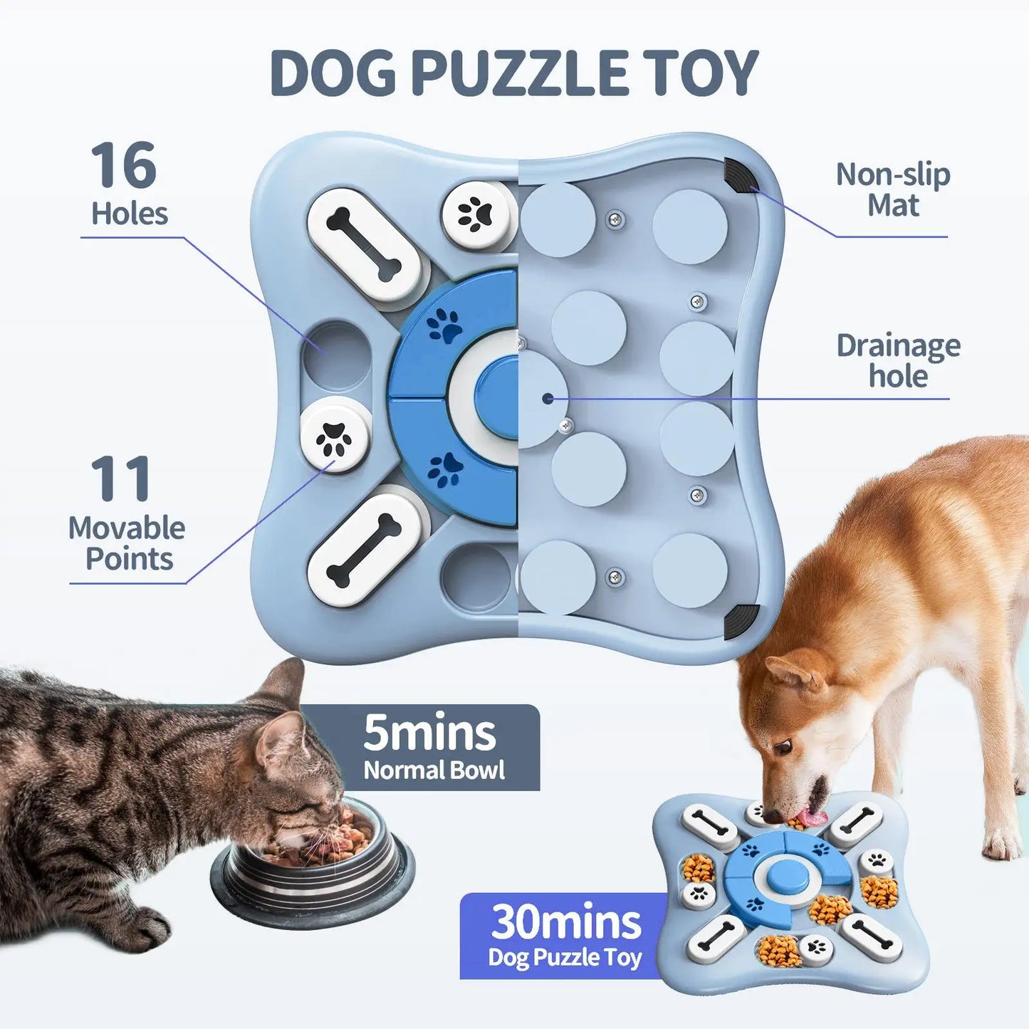 Pet Puzzle Slow Feeder Bowl for Cats and Dogs