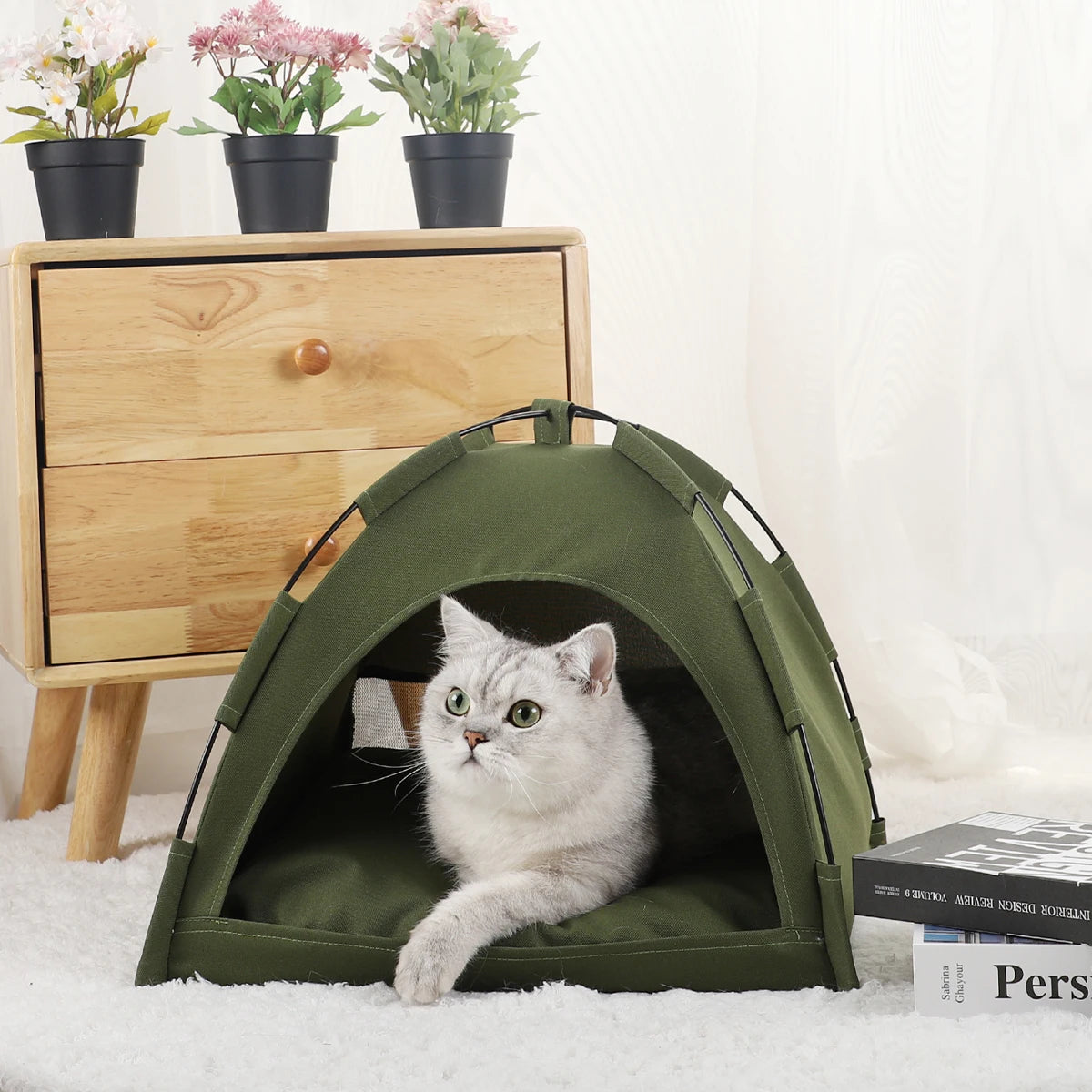 Warm Pet Tent Bed with Cushions