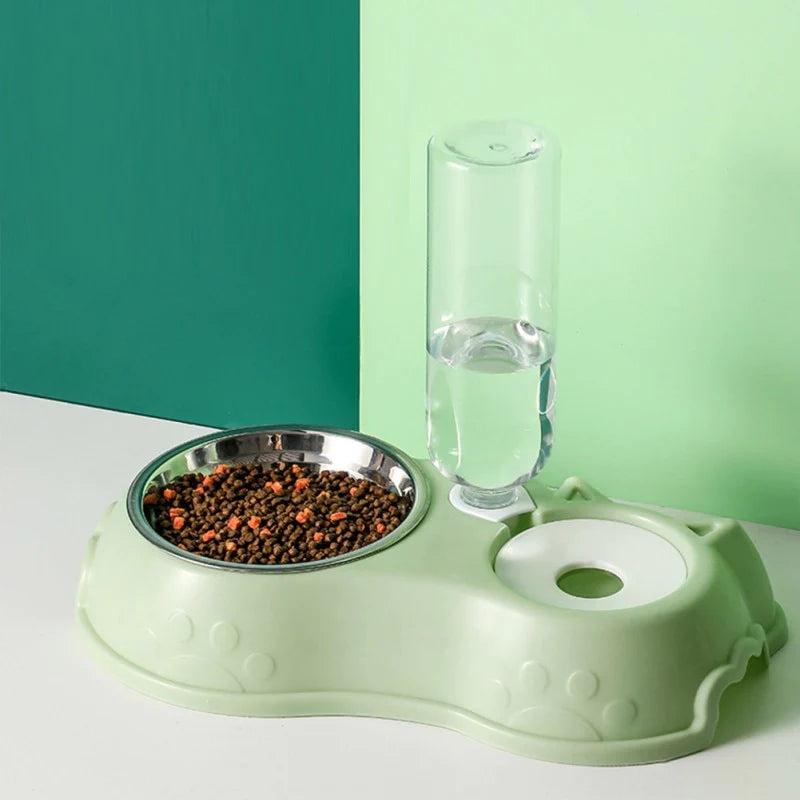 High Quality 500ML Pet Feeder Bowl with Dog Water Bottle Automatic Drinking Pet Bowl Cat Food Bowl Pet Stainless Steel Double 3 Bowl