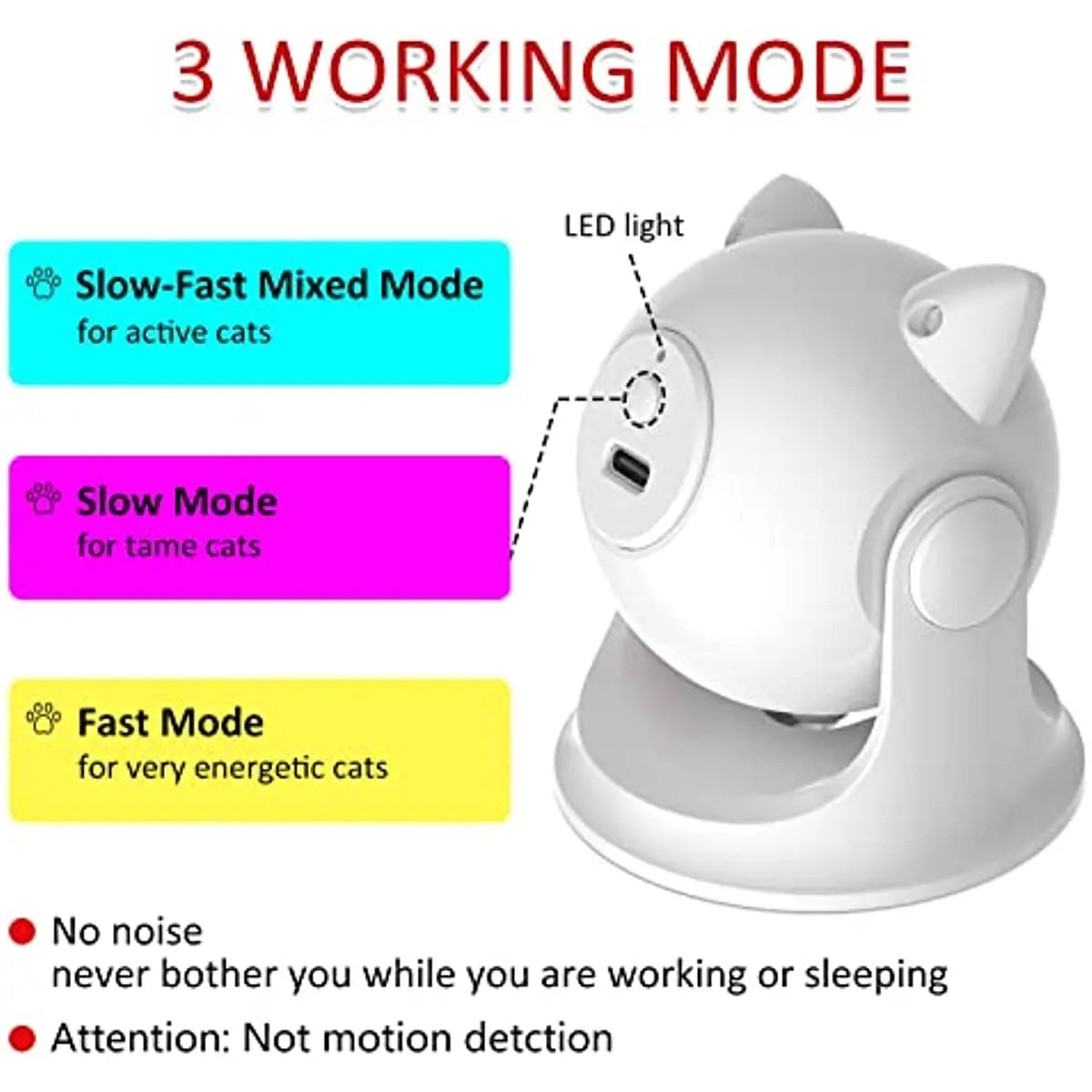 Rechargeable Motion Activated Cat Laser Toy Automatic,Interactive Cat Toys for Indoor Cats/Kittene/Dog,Fast and Slow Mode