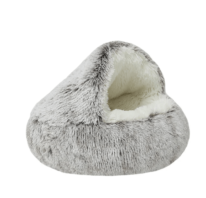 2-in-1 Round Plush Calming Pet Bed