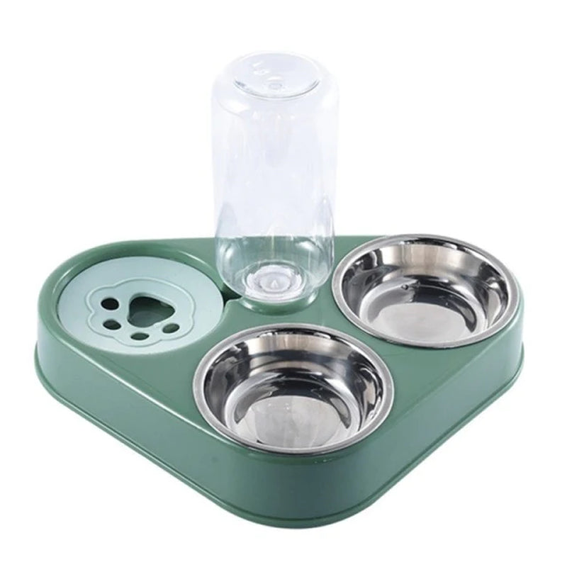 High Quality 500ML Pet Feeder Bowl with Dog Water Bottle Automatic Drinking Pet Bowl Cat Food Bowl Pet Stainless Steel Double 3 Bowl